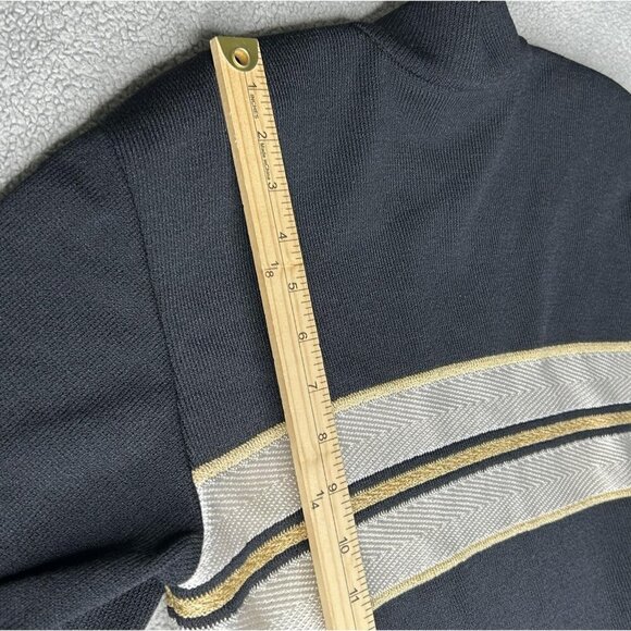 St. John Collection Sweater Womens Small Black White Gold Zip Cardigan Made USA - Picture 11 of 12